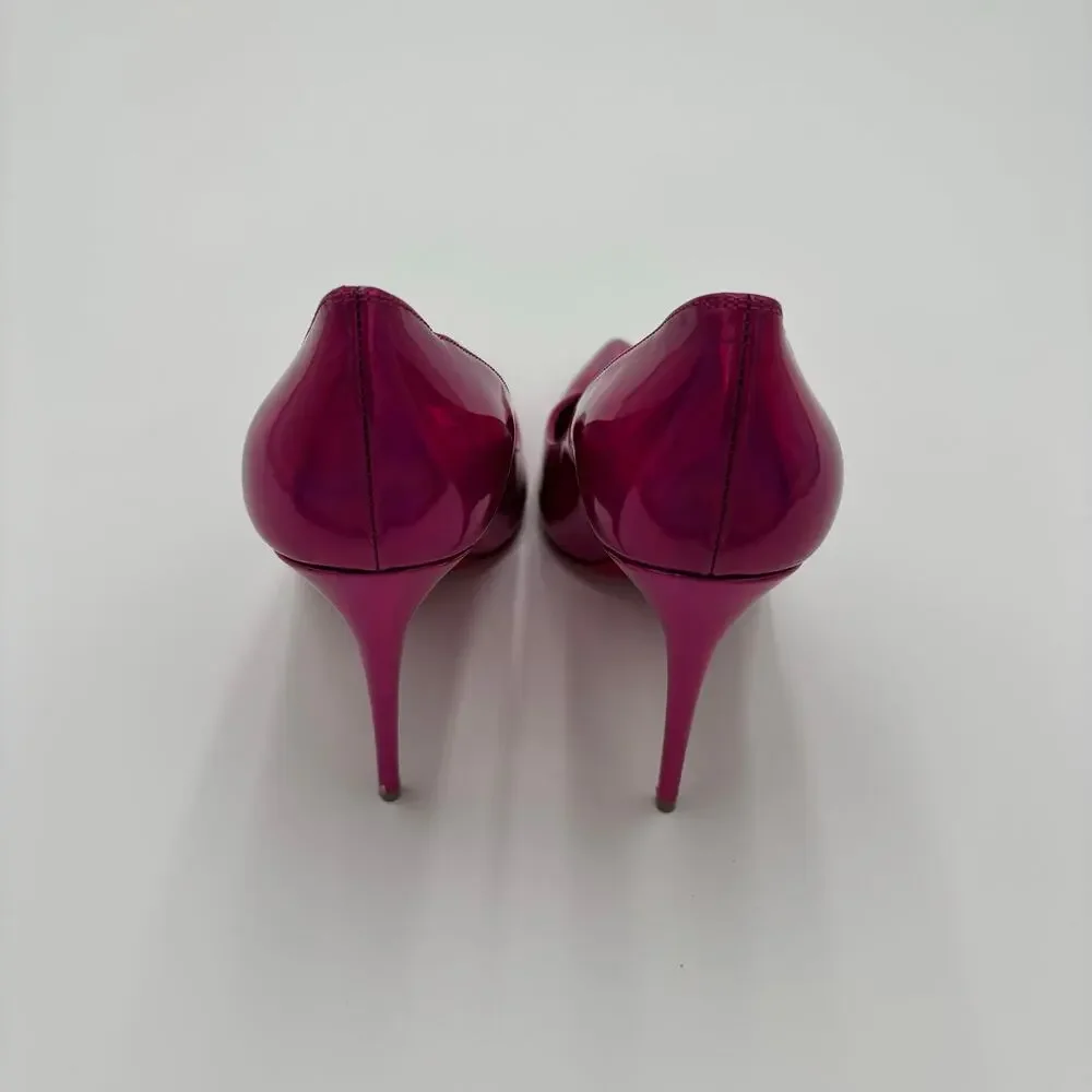 Christian Louboutin Kate 100 Pink Mirrored Leather High Heel Pumps Size EU 38